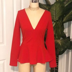 Arden B Low Cut Peplum Top